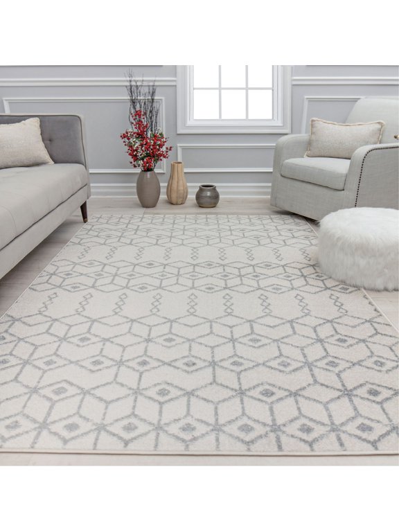 Mason Brooks Ryder KN50A Pearl Drops Moroccan Tribal White Area Rug, 8'3"X10'0"