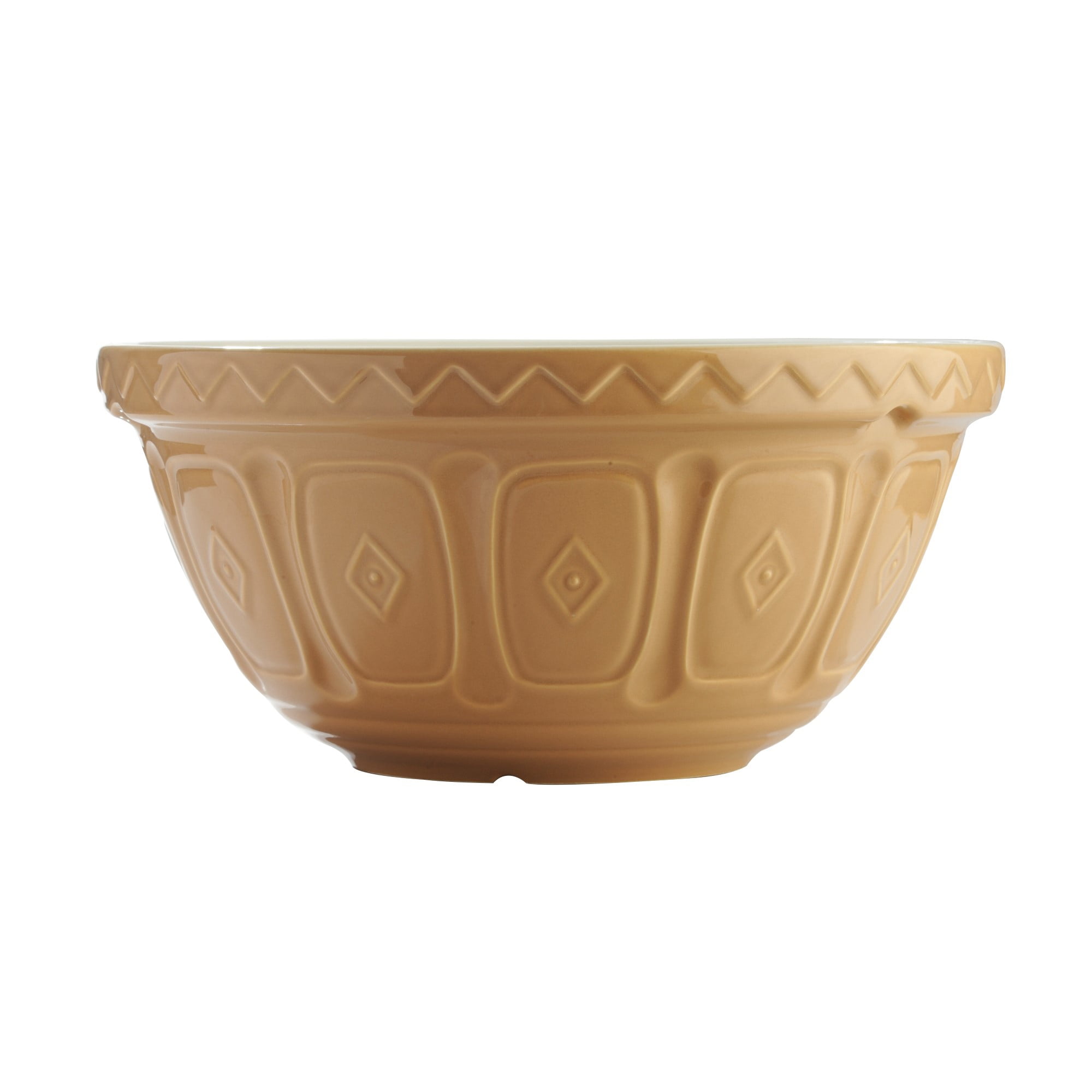 Textured Geometric Brown Ceramic Mixing Bowl