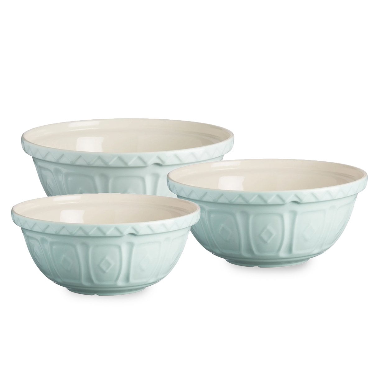 Powder Blue Ceramic 3-Piece Mixing Bowl Set
