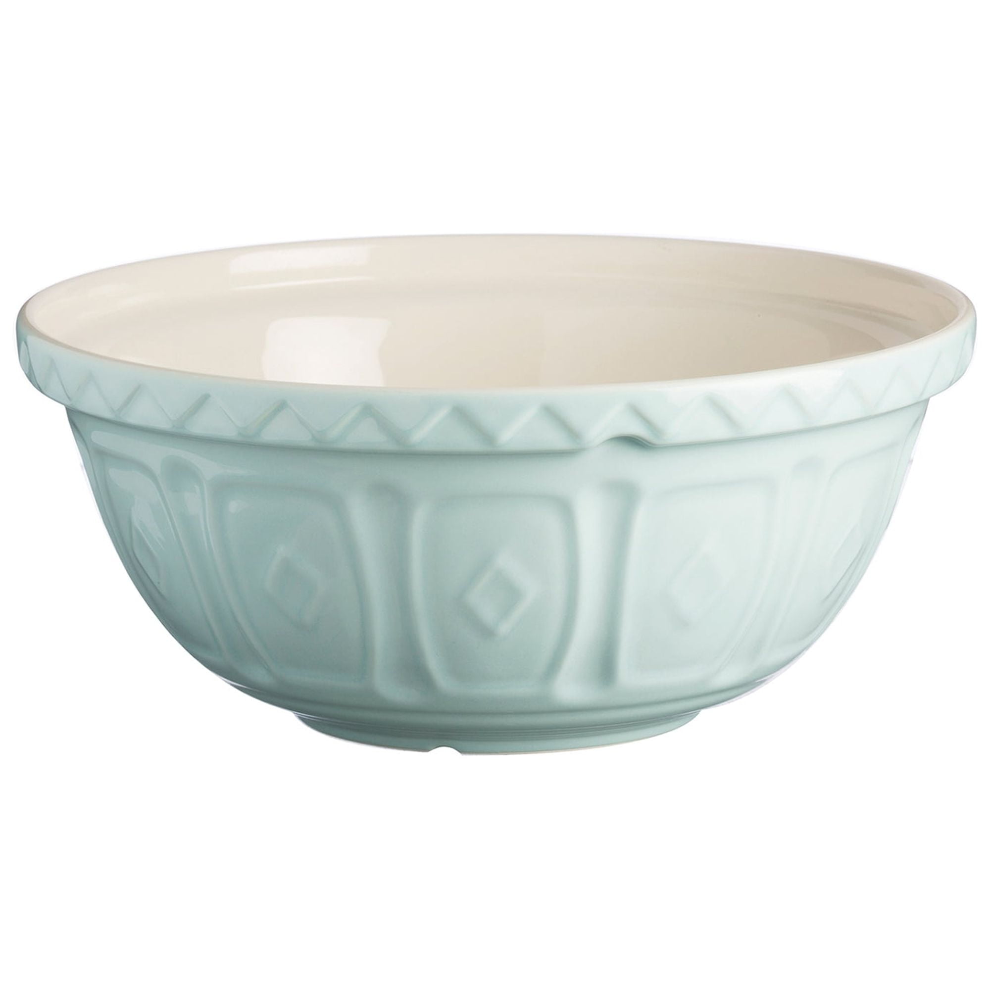 Powder Blue Ceramic Mixing Bowl with Textured Pattern, 2.25 Quart