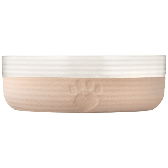 Mason Cash: Heart Paw Pet Bowl - 7", 32oz - Cream & Tan - Durable Ceramic Food-Water Dish, Microwave-Dishwasher Safe, Dog & Cat Meal Feeding-Hydration