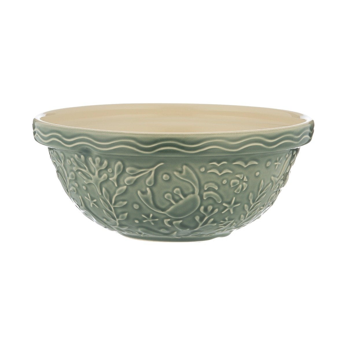 Nautical Gray Ceramic Mixing Bowl with Embossed Design
