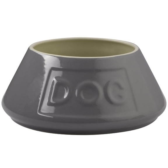 Mason Cash: Non-Tip Dog Bowl - Grey - 8.3", 54oz - Durable Ceramic Food & Water Angled Dish, Microwave-Dishwasher Safe, Pet Meal Feeding & Hydration