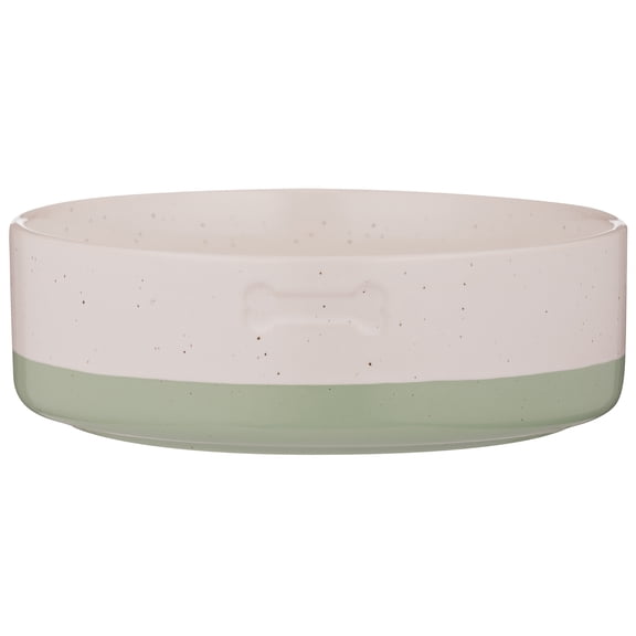 Mason Cash: Speckle Dip Dog Bowl - 7", 28.7oz - Green, Cream, Bone - Ceramic Food & Water Dish, Microwave-Dishwasher Safe, Pet Meal Feeding-Hydration