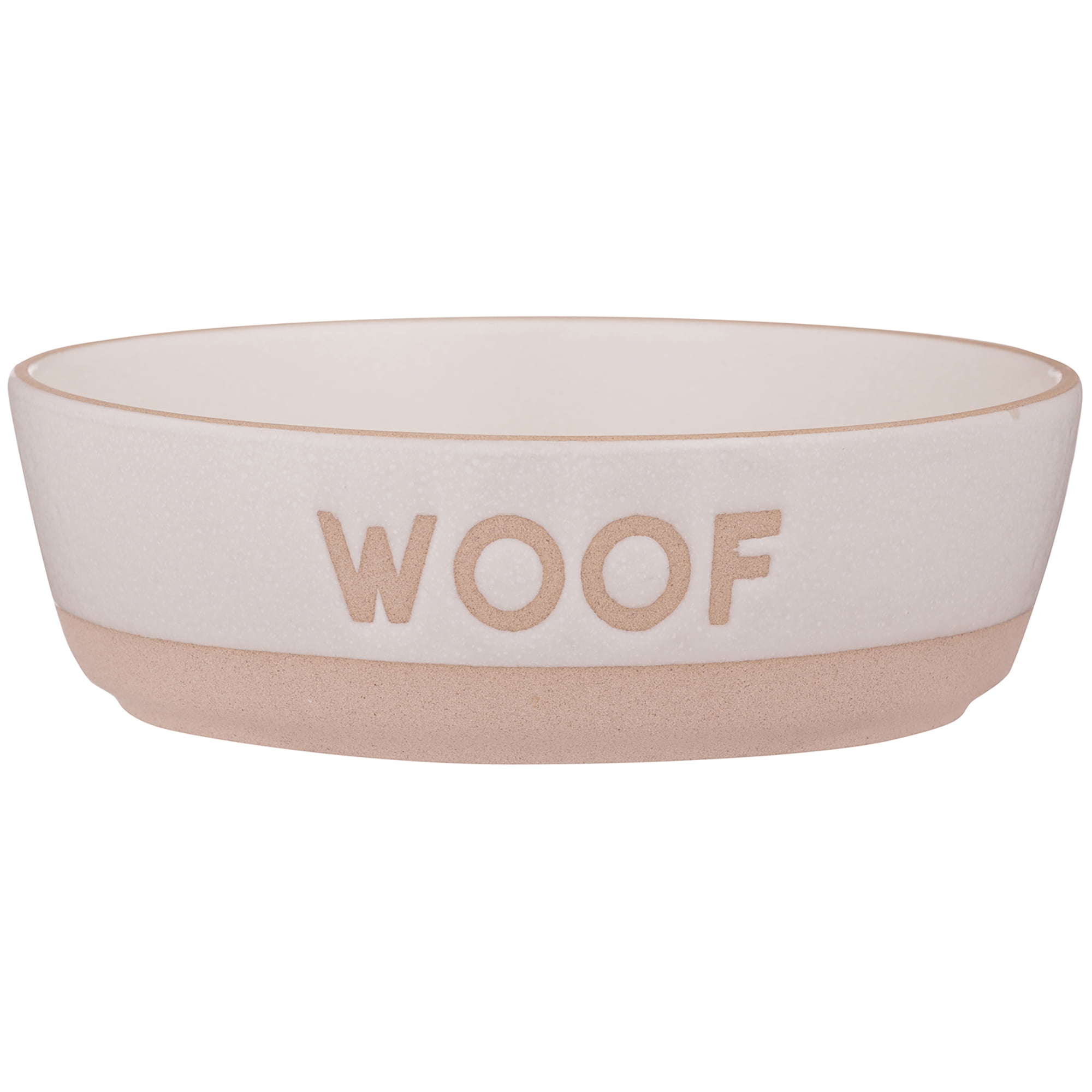 Mason Cash: Woof Dog Bowl - 5.9", 18.6oz - Cream & Tan - Durable Ceramic Food & Water Dish, Microwave & Dishwasher Safe, Pet Meal Feeding & Hydration