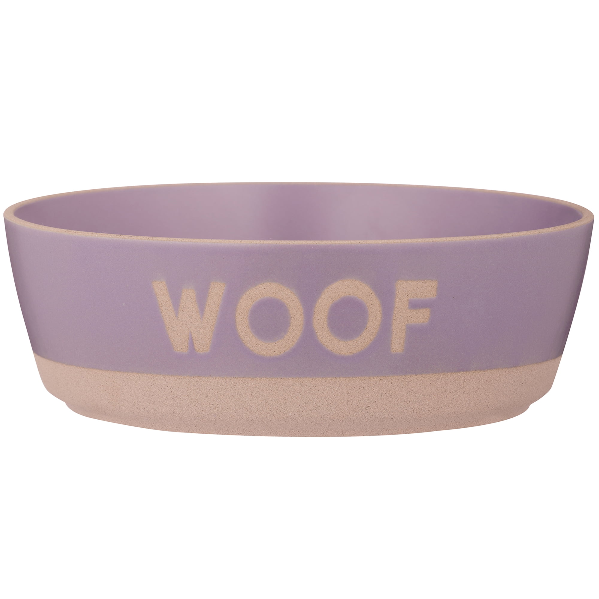 Mason Cash: Woof Dog Bowl - 7.9", 44oz - Purple & Tan - Durable Ceramic Food & Water Dish, Microwave & Dishwasher Safe, Pet Meal Feeding & Hydration