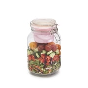 Mason Craft & More Airtight Medium Food-To-Go Glass Clamp Jar with Lid & Container for Dressing/Sauce, Clear Mason Jar Storage Canister, 1.5 Liter 52oz
