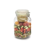 Mason Craft & More Airtight Medium Food-To-Go Glass Clamp Jar with Lid & Container for Dressing/Sauce, Clear Mason Jar Storage Canister, 1.5 Liter 52oz