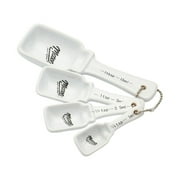 Mason Craft & More Ceramic Bakeware Collection- Baking Measuring Spoons Cups Teaspoon Tablespoon Cup- White Ceramic Measuring Spoon Set 1 Tbs, 1 Tsp, 1/2 Tsp, 1/4 Tsp