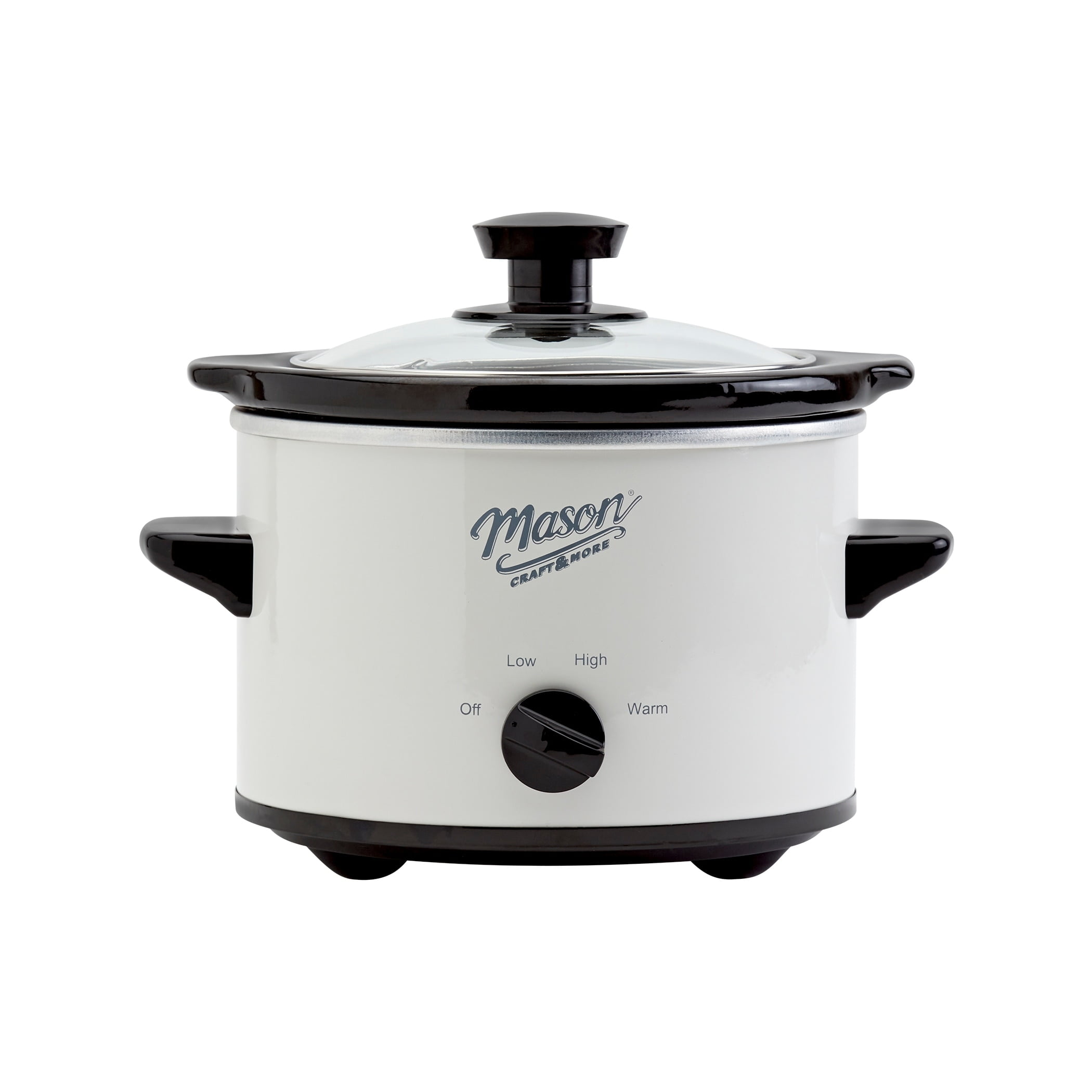 Mason White Ceramic 1.5qt Slow Cooker with Glass Lid