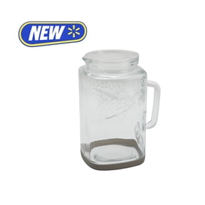 Mason Craft & More Glass 1 Gallon Pitcher with Removable Plastic Lid and Silicone Base, Gray, Well Suited to Cold Drink Preparation