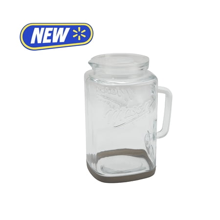 Mason Craft & More Glass 1 Gallon Pitcher with Removable Plastic Lid and Silicone Base, Gray, Well Suited to Cold Drink Preparation