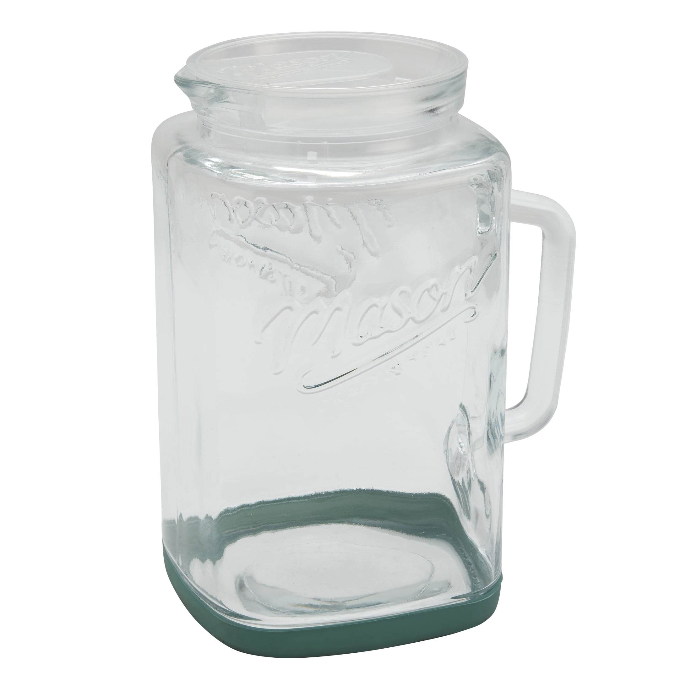 Mason Craft & More Glass 1 Gallon Pitcher with Removable Plastic Lid and Silicone Base, Sage, Useful for Serving Chilled Drinks