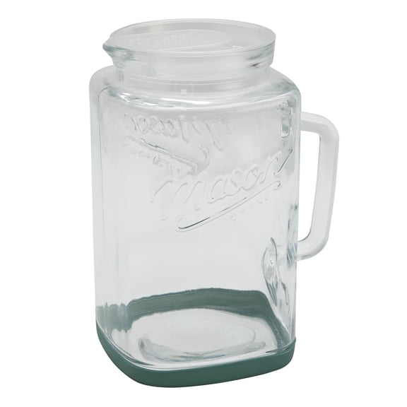 Mason Craft & More Glass 1 Gallon Pitcher with Removable Plastic Lid and Silicone Base, Sage, Useful for Serving Chilled Drinks
