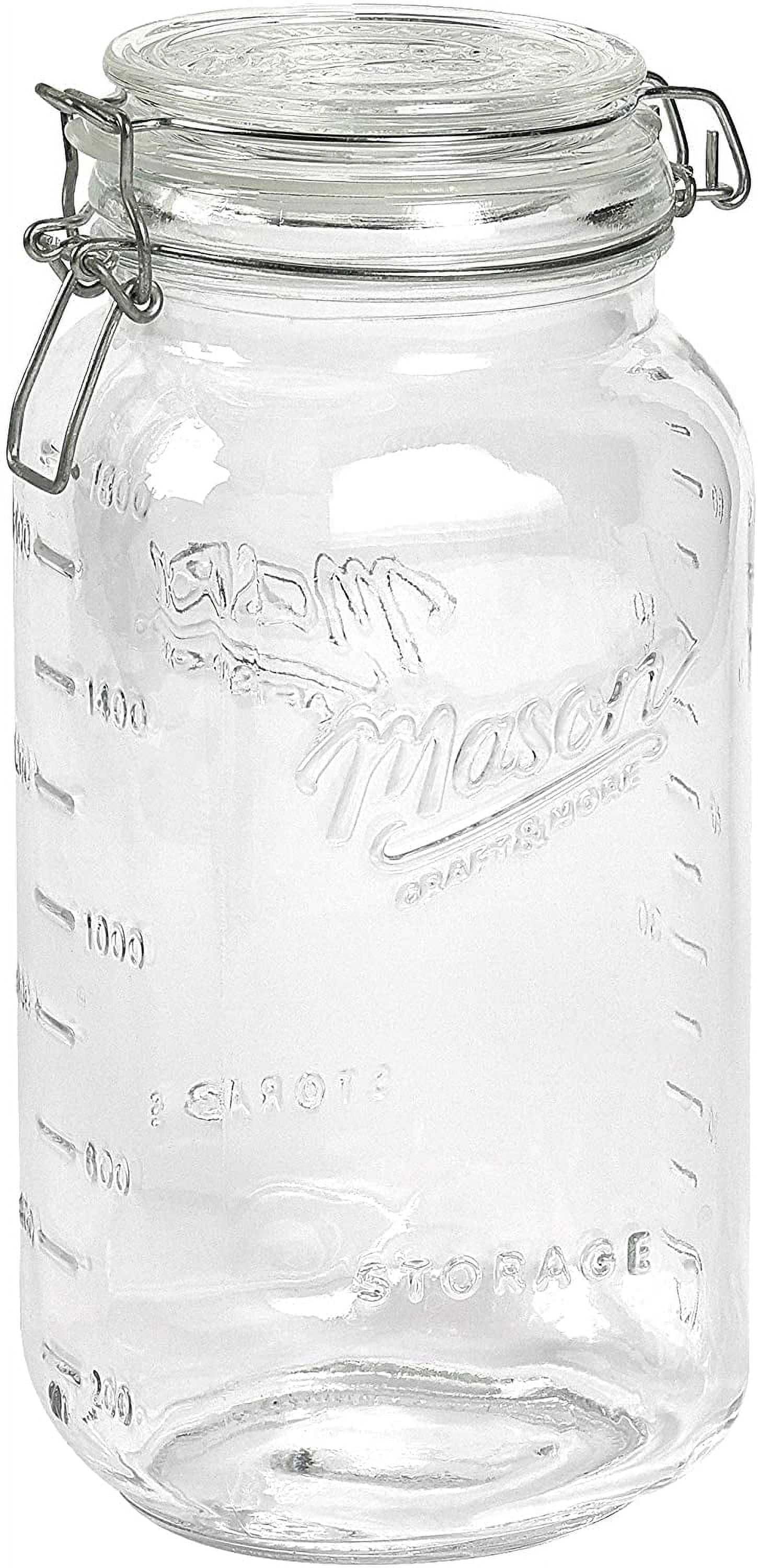 Mason Craft & More 3 Liter (101oz) Airtight Glass Clamp Jar with Lid, Clear Round Mason Jar Storage Canister