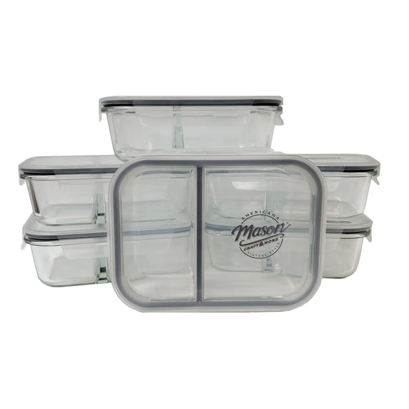 Mason Craft & More 12-Piece 33-oz Glass Storage Containers 2-Section with Lids