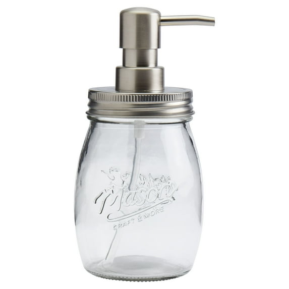 Mason Craft & More 16 oz. Belly Shape Glass Soap Lotion Dispensers with Stainless Steel Pump Lids, Set of 2