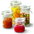 thumbnail image 1 of Mason Craft & More 4 Piece Airtight Glass Clamp Jar with Lids, Clear Square Mason Jars Storage Canisters (7oz, 12oz, 17oz, 22oz), 1 of 7