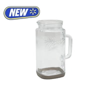 Mason Craft & More Glass 0.5 Gallon Pitcher with Removable Plastic Lid and Silicone Base, Gray, Well Suited to Cold Drink Preparation