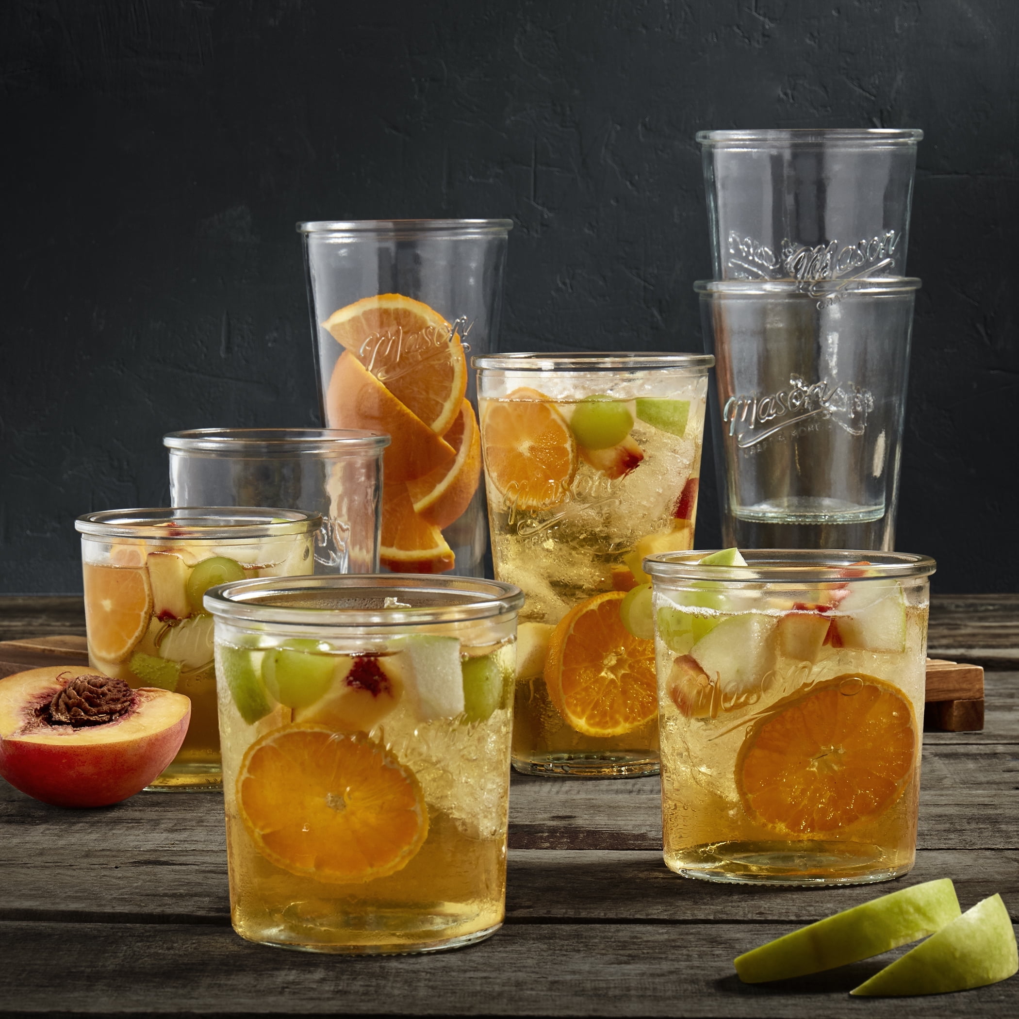 Mason Craft & More 8 Piece Glass Drinkware Set of Tall and Short Tumblers Set