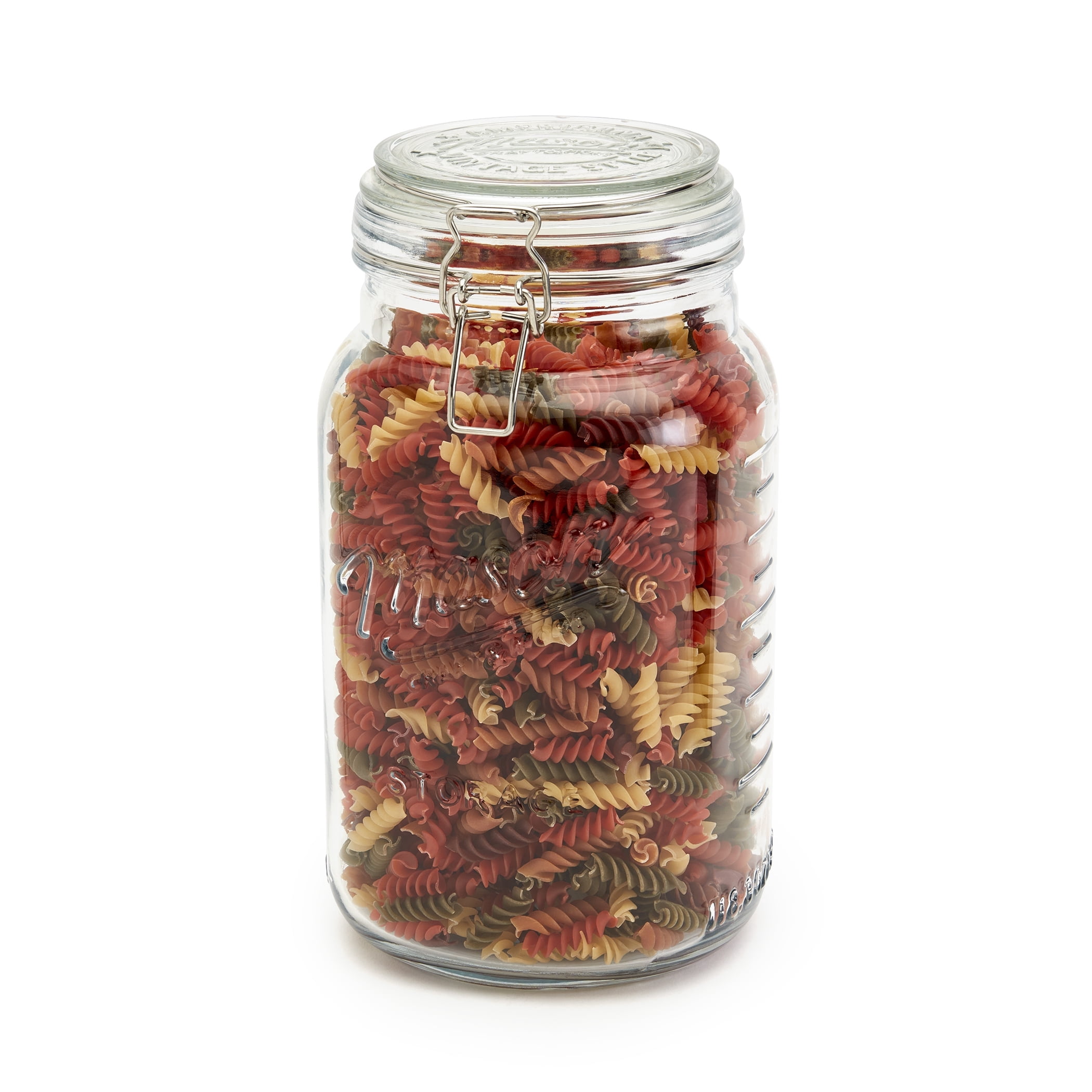 Mason Craft & More Airtight Glass Jumbo Clamp Jar with Lid, Clear Mason Jar Storage Canister, 3.5 Liter (118oz)