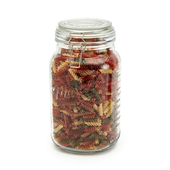 Mason Craft & More Airtight Glass Jumbo Clamp Jar with Lid, Clear Mason Jar Storage Canister, 3.5 Liter (118oz)