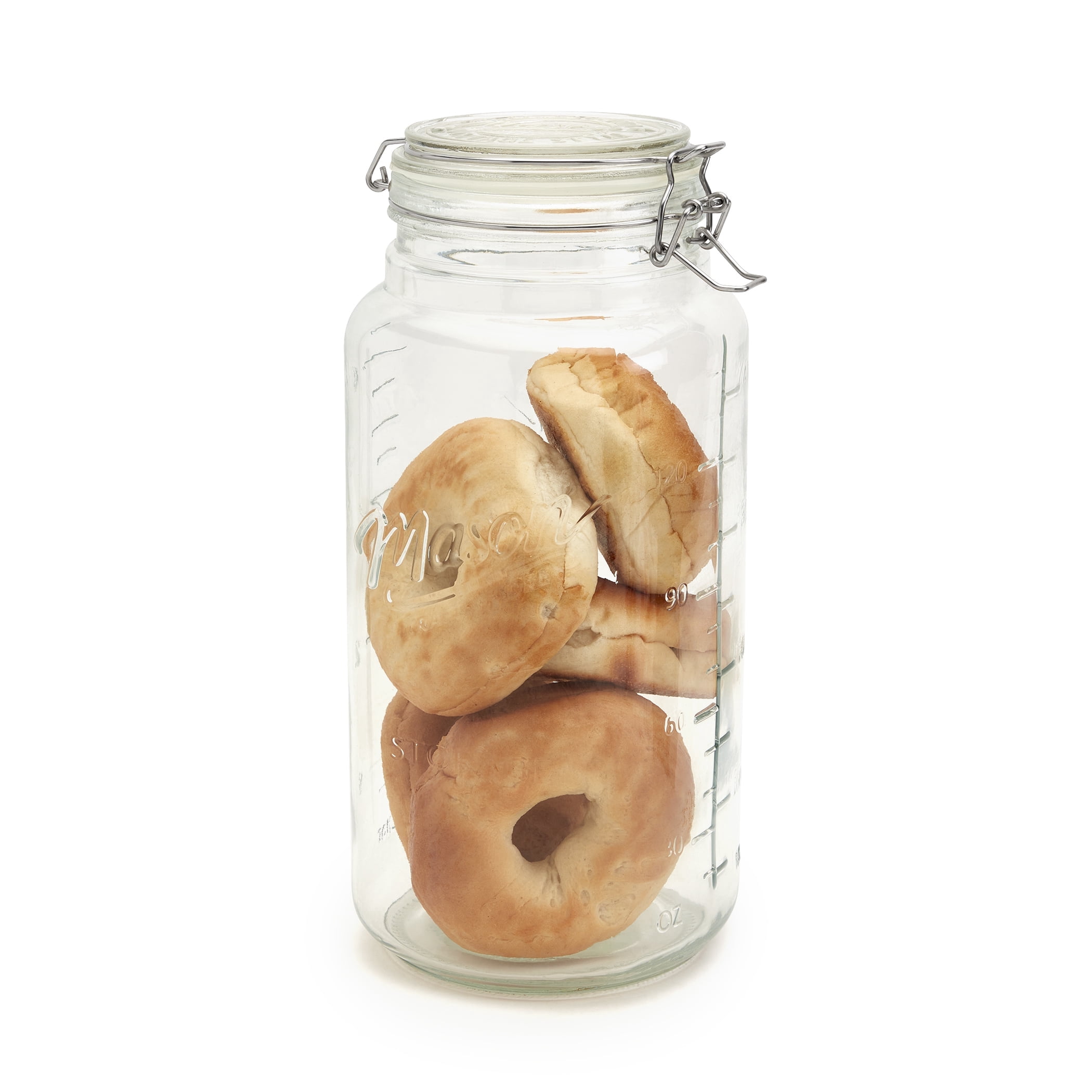 Mason Craft & More Airtight Glass Jumbo Clamp Jar with Lid, Clear Mason Jar Storage Canister, 4.5 Liter (152oz)