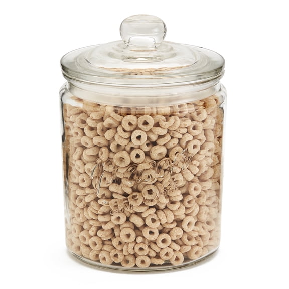 Mason Craft & More Airtight Glass Apothecary Jar with Lid, Clear Storage Canister, 1.9 Liter (64oz)