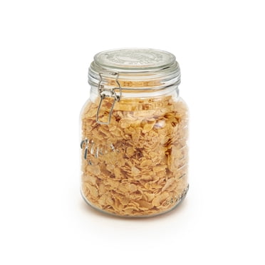 Mason Craft & More Airtight Large Glass Clamp Jar with Lid, Clear Mason Jar Storage Canister, 2.5 Liter (84.5oz)