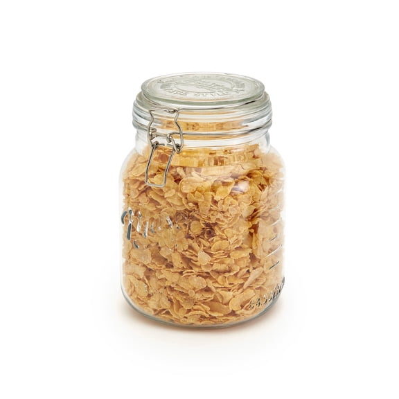 Mason Craft & More Airtight Large Glass Clamp Jar with Lid, Clear Mason Jar Storage Canister, 2.5 Liter (84.5oz)