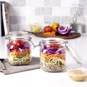 Mason Craft & More Set of 2 Airtight Glass Clamp Jars with Lid, Clear Round Mason Jar Storage Canister, 1 Liter 34oz
