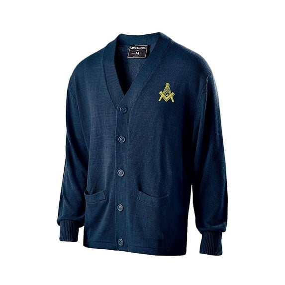 Mason/Freemason Letterman Cardigan Sweater Large Navy Blue