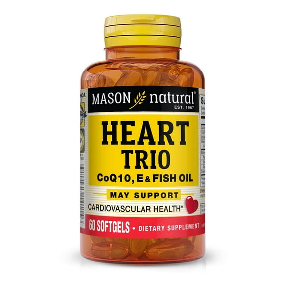 Mason Natural Heart Trio: CoQ10, Vitamin E & Fish Oil - Cardiovascular Health Supplements, 60 Soft Gels