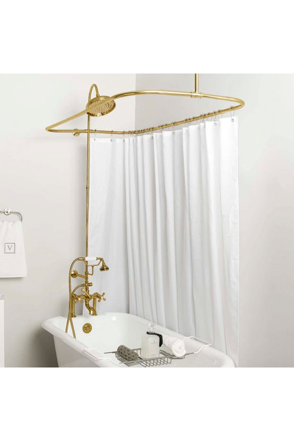 Mason Hill 54 Inch Clawfoot Tub Deck Mount Shower Enclosure with Faucet and Rain Shower Head
