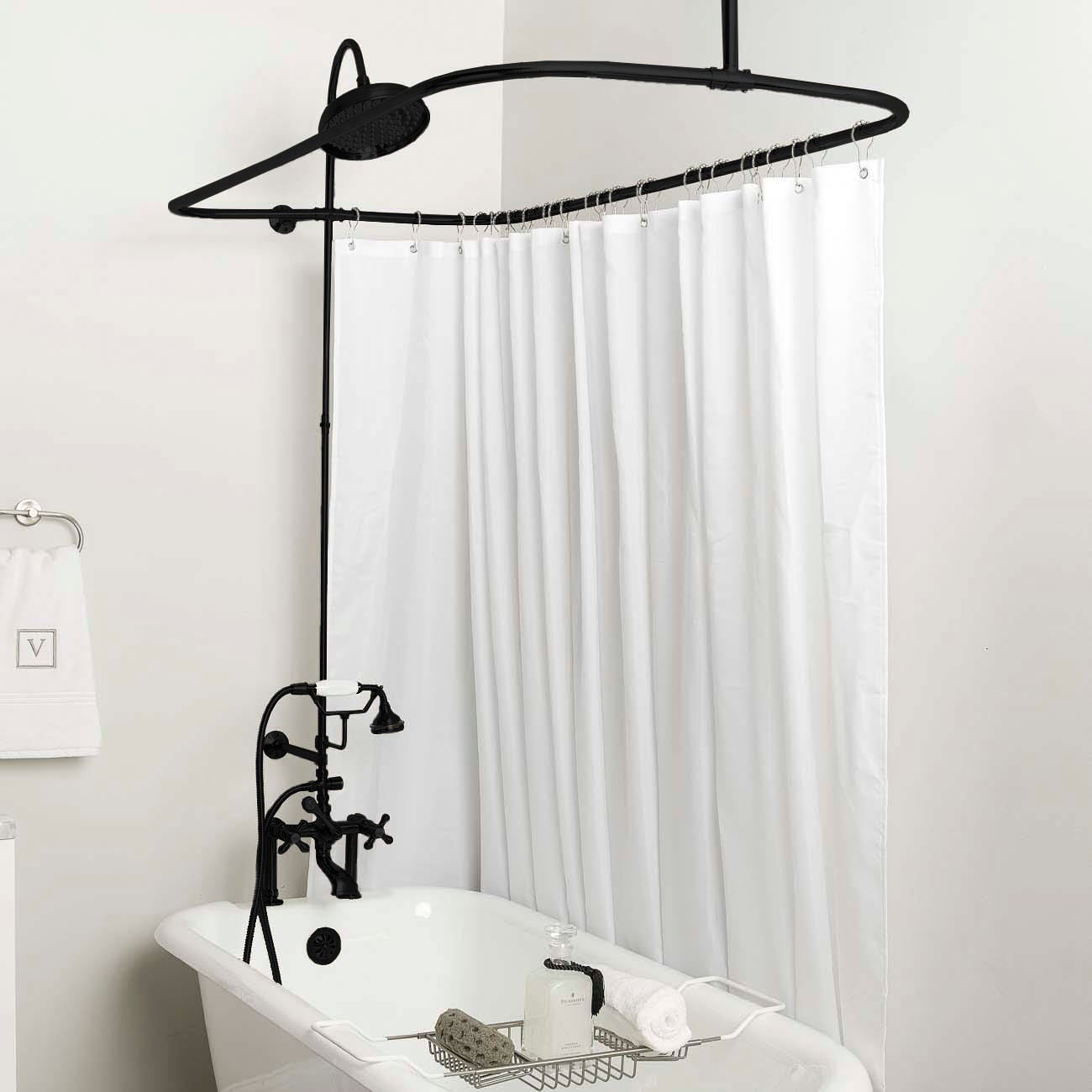 Mason Hill 54 Inch Clawfoot Tub Deck Mount Shower Enclosure with Faucet ...