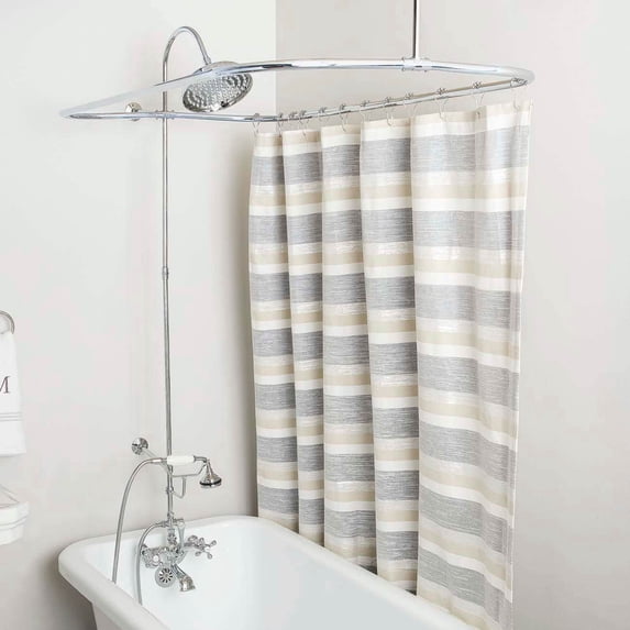Mason Hill 54 Inch Clawfoot Tub Wall Mount Shower Enclosure with Faucet and Rain Shower Head