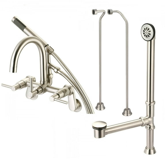Mason Hill Collection Clawfoot Tub Wall Mount Contemporary Gooseneck Tub Faucet with Handshower Complete Set