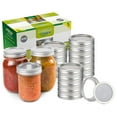 thumbnail image 1 of Mason Jar Canning Lids and Rings Wide Mouth |12 Set, Silver| Fits Ball and Kerr Jars, 1 of 5