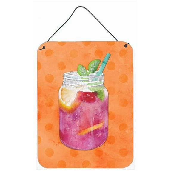 Mason Jar Cocktail Orange Polkadot Wall or Door Hanging Prints - 12 x 16 in.