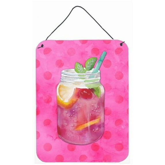 Mason Jar Cocktail Pink Polkadot Wall or Door Hanging Prints - 12 x 16 in.
