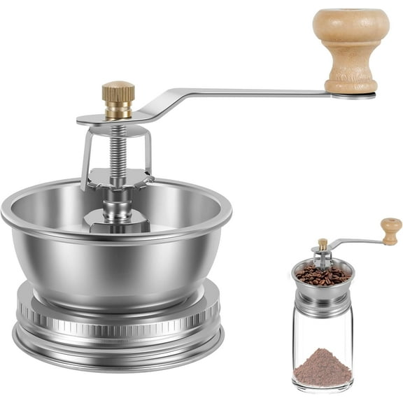 Mason Jar Coffee Grinder, Manual Coffee Grinder Lid Attachment for Wide Mouth Mason Jars, Stainless Steel Coffee Grinder Lid, Mason Jar Accessories Ideal for Camping & Home Barista (70mm)