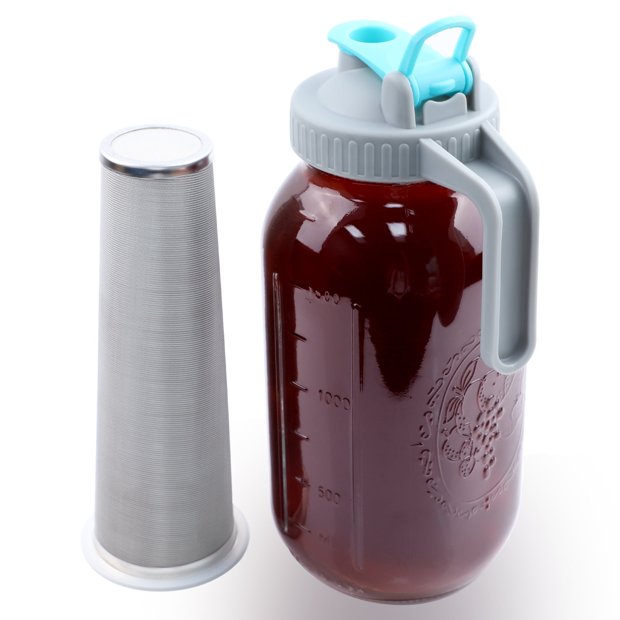 GMCOZY Cold Brew Coffee Maker – 64 Oz (2 Quart) Mason Jar With Filter, Airtight & Leak-Proof