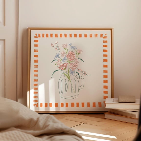 Mason Jar Floral Doodle Colored Pencil Botanical Art Gift Idea
