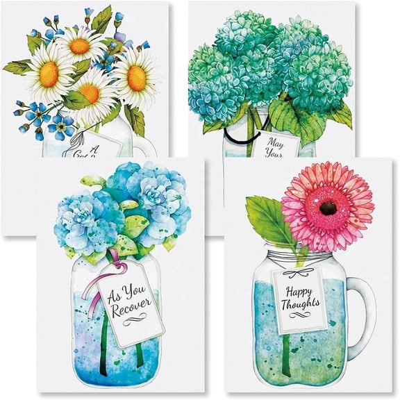Current Mason Jar Get Well Greeting Cards - Set of 8, Large 5" x 7"