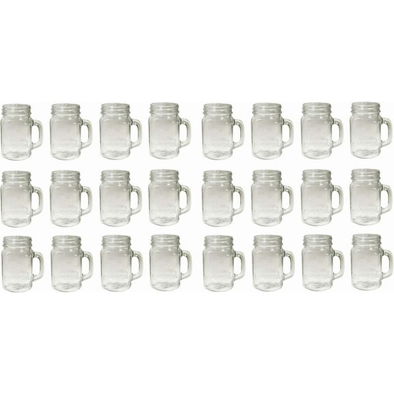 Mason Jar Glass Mugs with Handles Pint Size (16 ounce, 473 mL) Regular Mouth 24 Pieces