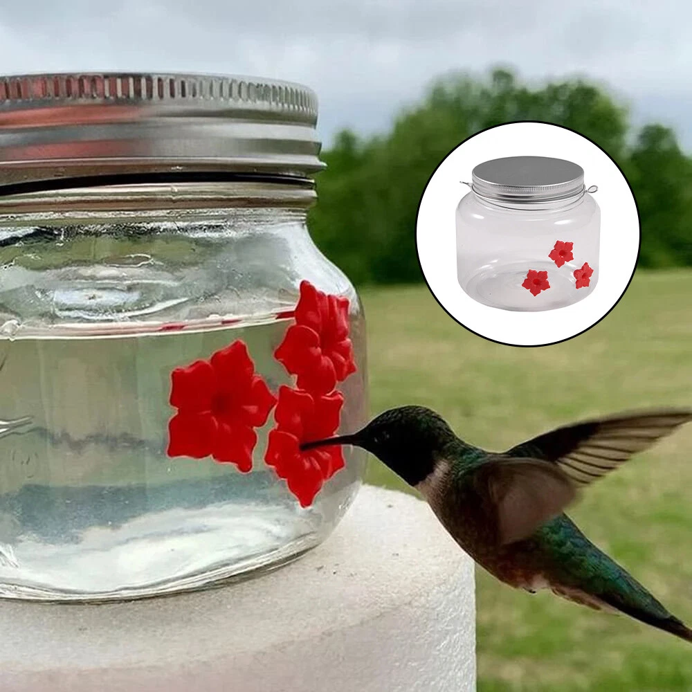 Mason Jar Hummingbird Feeder - For Gardens, Patios & Bird Attraction