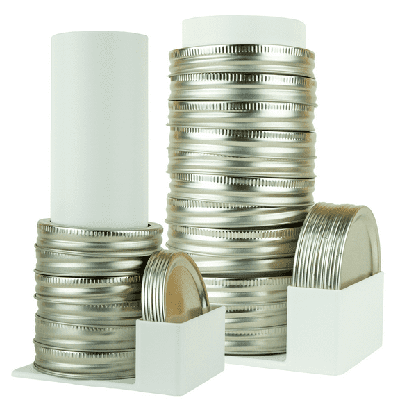 Mason Jar Lid Organizer & Holder | Storage Rack for Canning Jar Lids and Rings | Vertical Stacking Kitchen Organization | Compatible with Regular and Wide Mouth | Holds 20 Lids & 20 Rings (2 Pack)