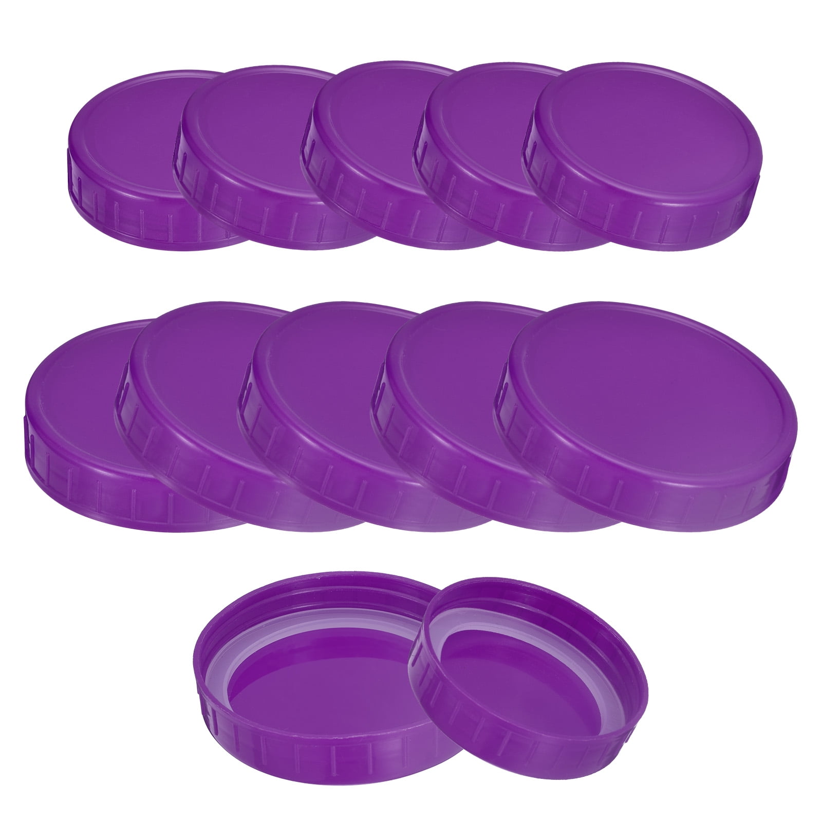 Mason Jar Lids, 18 pack Plastic Storage Lids with Seals, 10 Regular Mouth 8 Wide Mouth (Purple