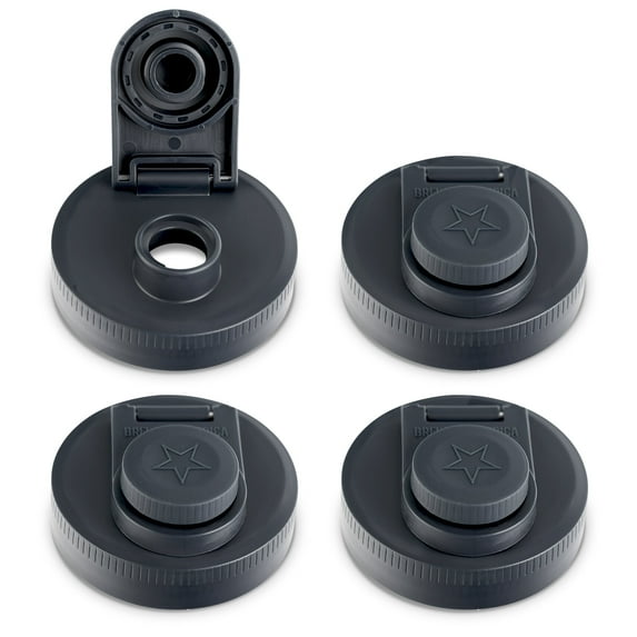 Mason Jar Lids Wide Mouth Plastic - Charcoal Gray, 4 Pack - Made in the USA