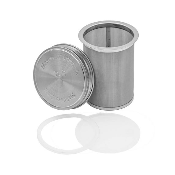 Mason Jar Lifestyle Cold Brew Coffee and Tea Maker 16oz Pint Stainless Steel Filter with Lid